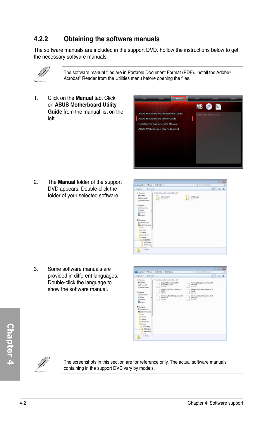 Chapter 4, 2 obtaining the software manuals | Asus Rampage IV Extreme User Manual | Page 139 / 179