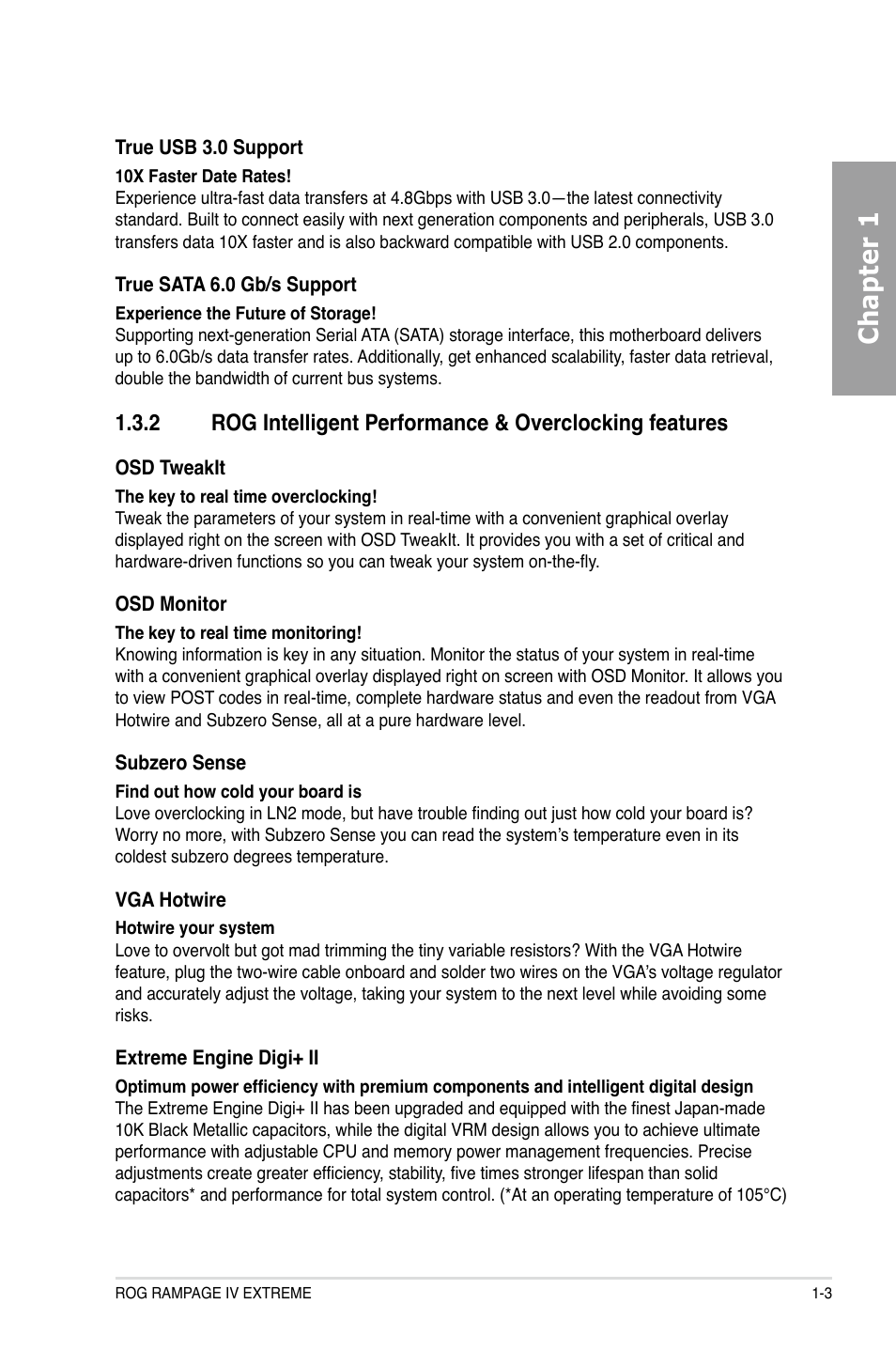 Chapter 1 | Asus Rampage IV Extreme User Manual | Page 21 / 179