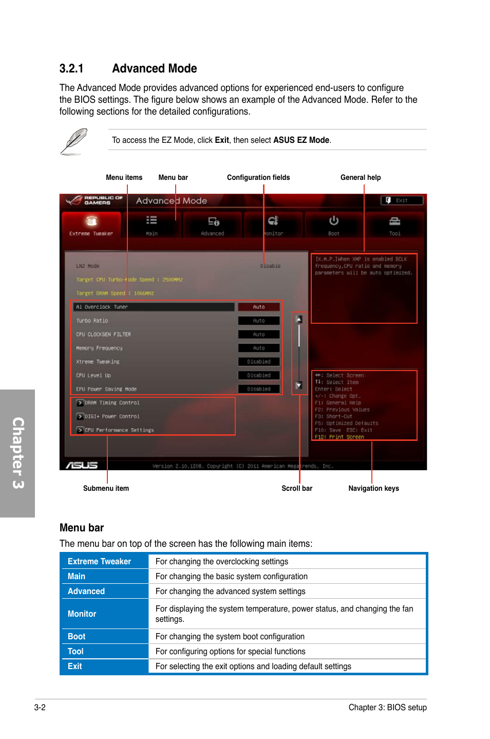 Chapter 3, 1 advanced mode | Asus Rampage IV Extreme User Manual | Page 88 / 179