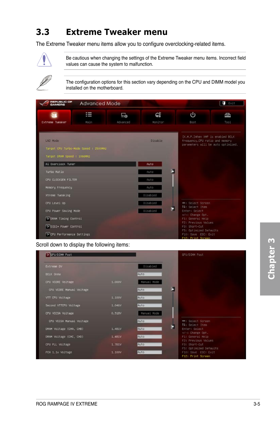 Chapter 3 3.3 extreme tweaker menu | Asus Rampage IV Extreme User Manual | Page 91 / 179