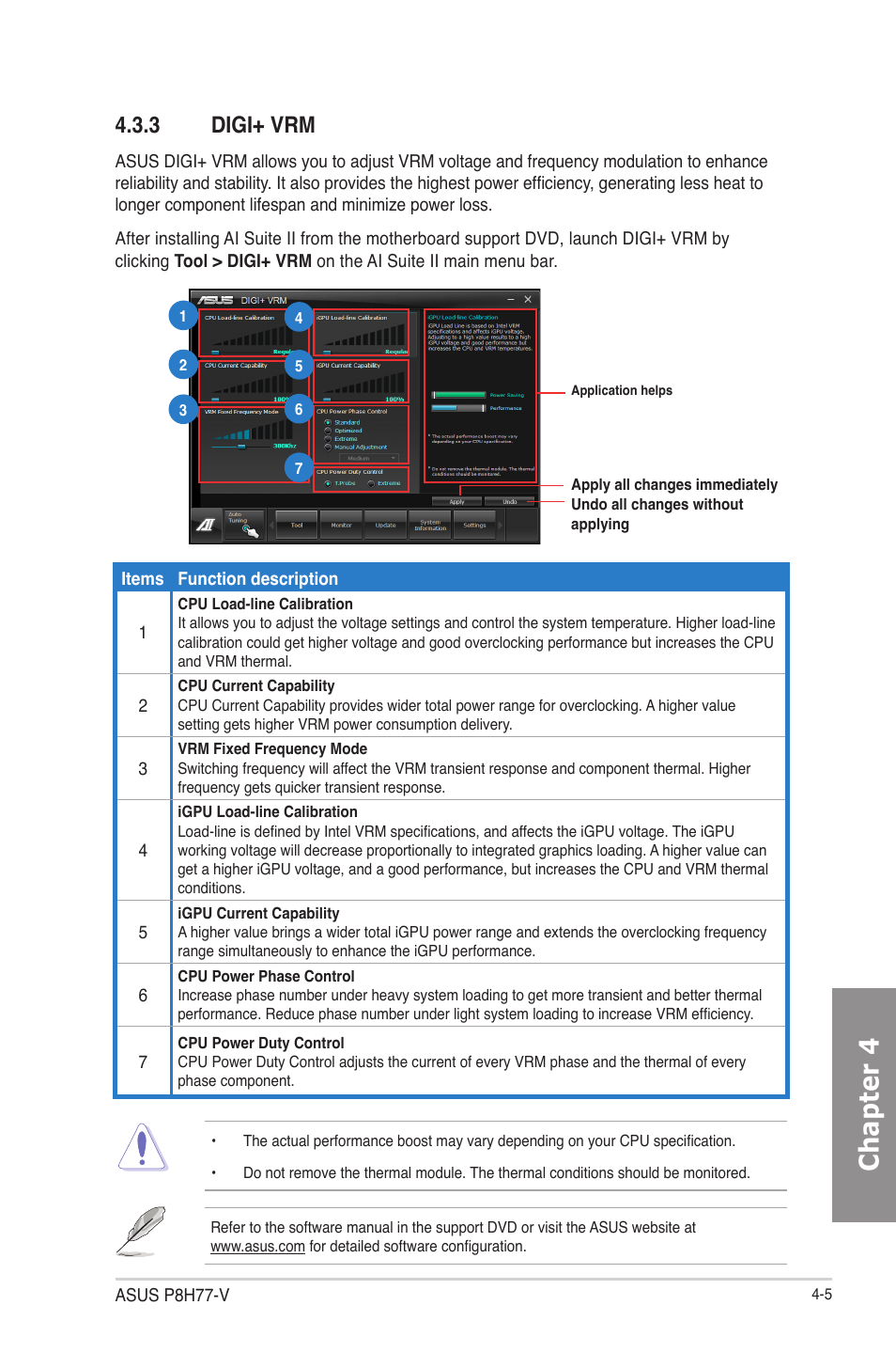 3 digi+ vrm, Digi+ vrm -5, Chapter 4 | Asus P8H77-V User Manual | Page 105 / 150