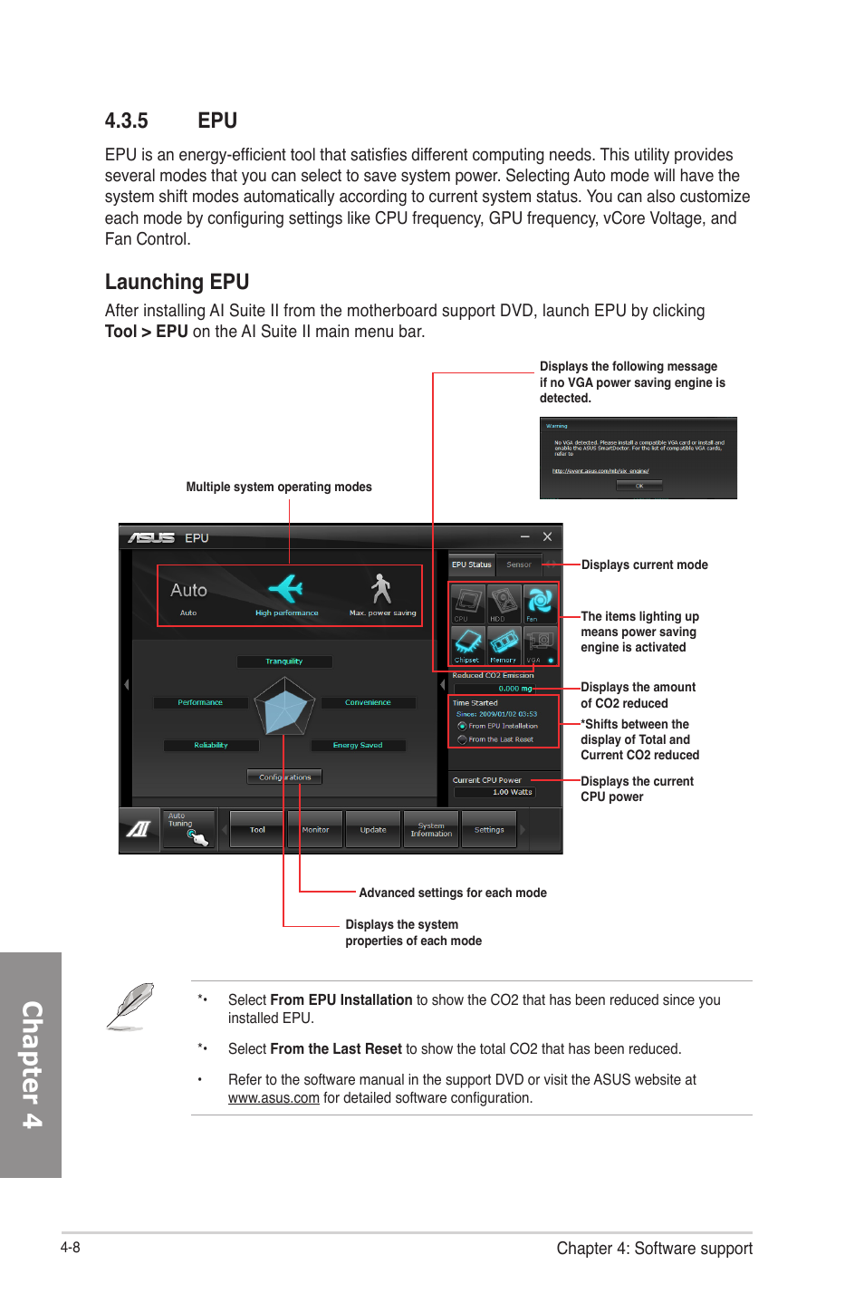 5 epu, Epu -8, Chapter 4 | Launching epu | Asus P8H77-V User Manual | Page 108 / 150