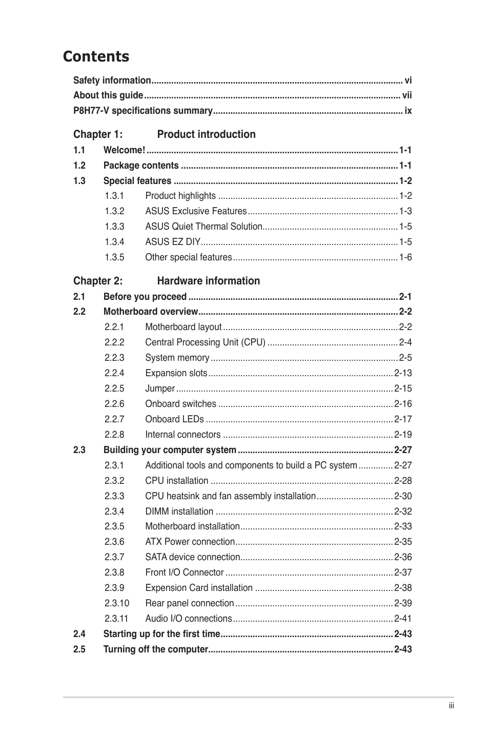 Asus P8H77-V User Manual | Page 3 / 150