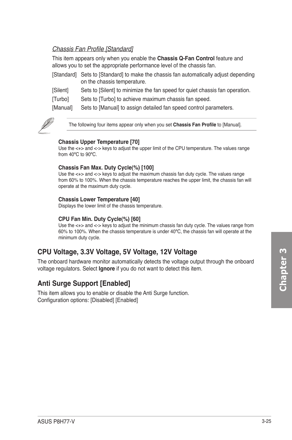 Chapter 3, Anti surge support [enabled | Asus P8H77-V User Manual | Page 87 / 150