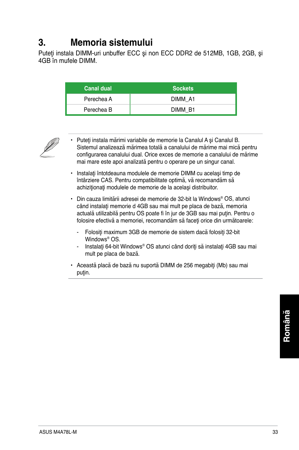 Română | Asus M4A78L-M User Manual | Page 33 / 41