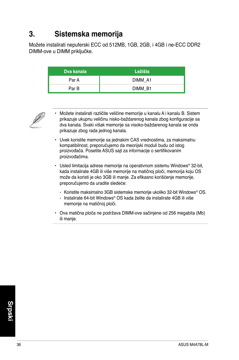 Srpski | Asus M4A78L-M User Manual | Page 36 / 41