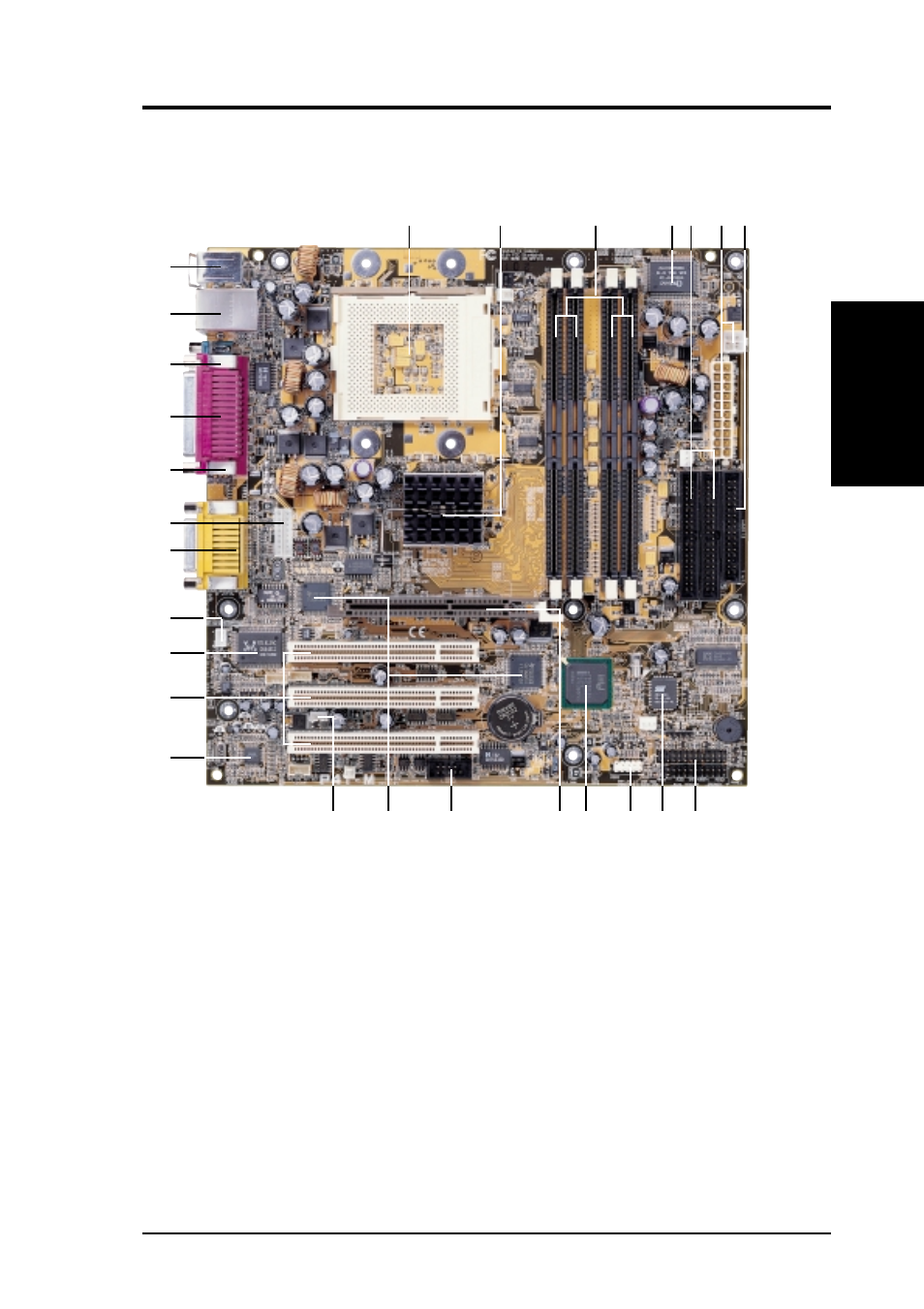 Features, 1 component locations | Asus P4T-M User Manual | Page 13 / 88