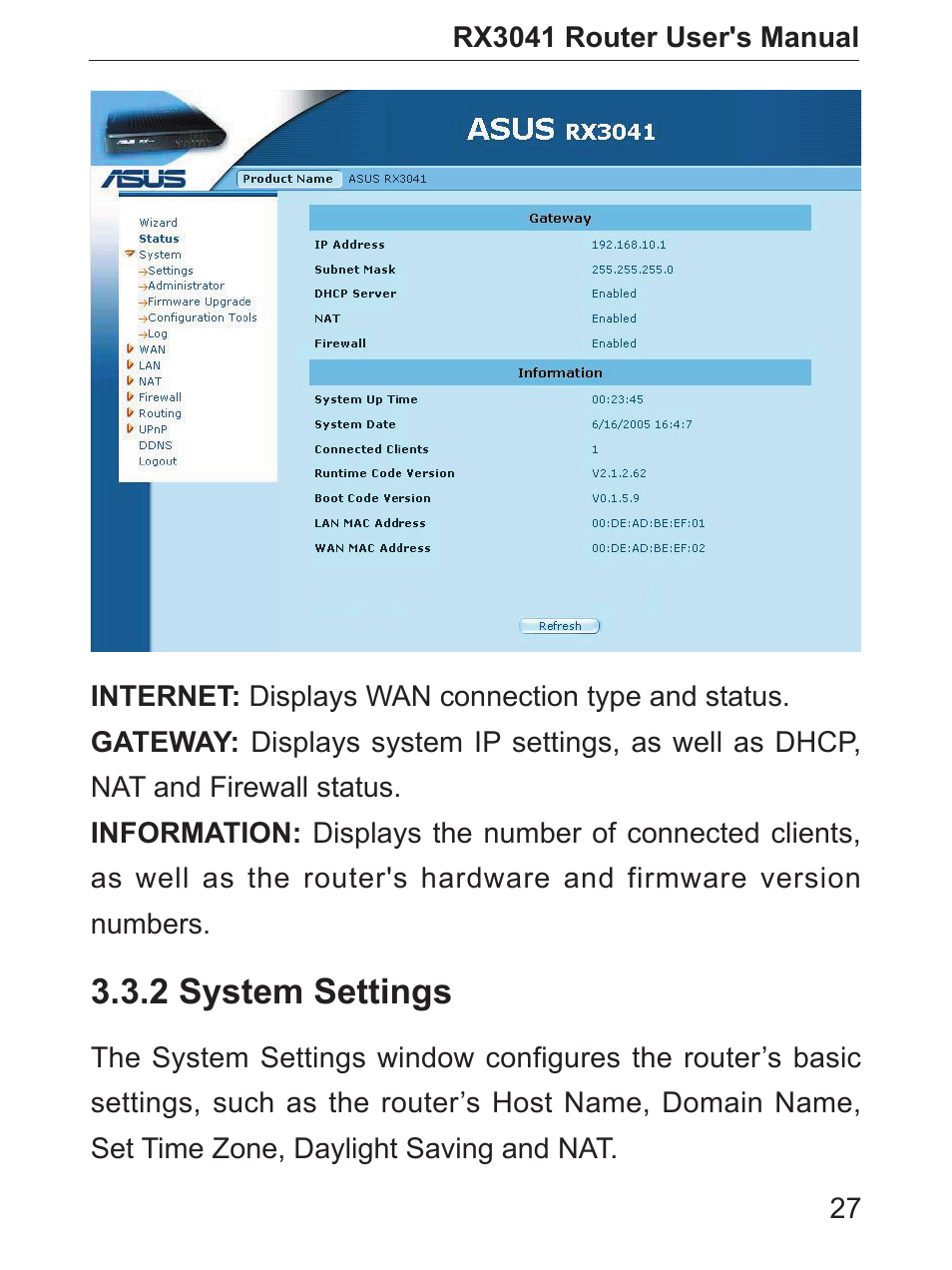 2 system settings | Asus RX3041 User Manual | Page 28 / 63