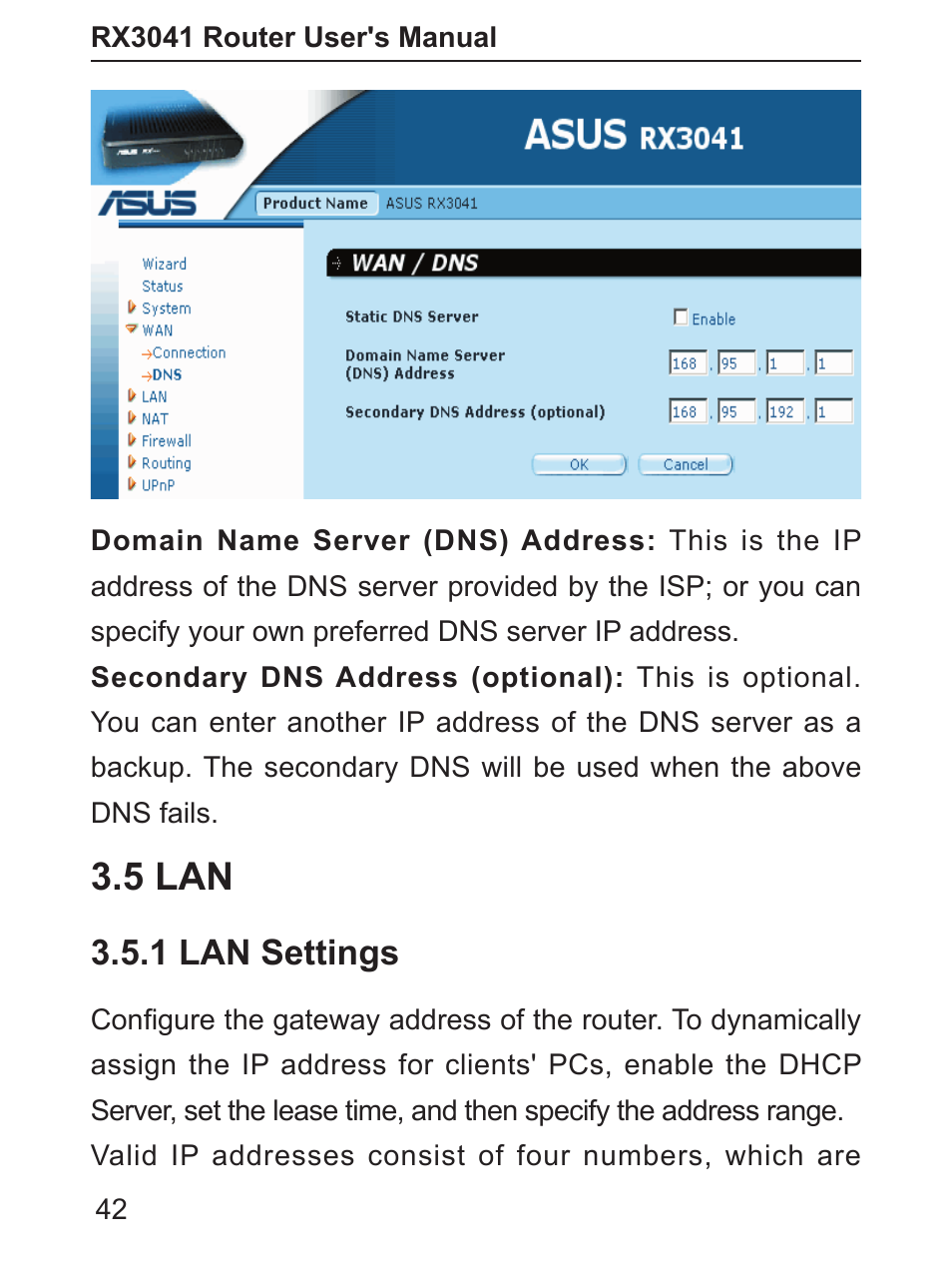 5 lan, 1 lan settings | Asus RX3041 User Manual | Page 43 / 63