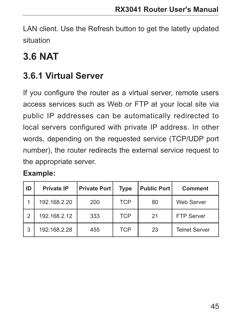 6 nat, 1 virtual server | Asus RX3041 User Manual | Page 46 / 63