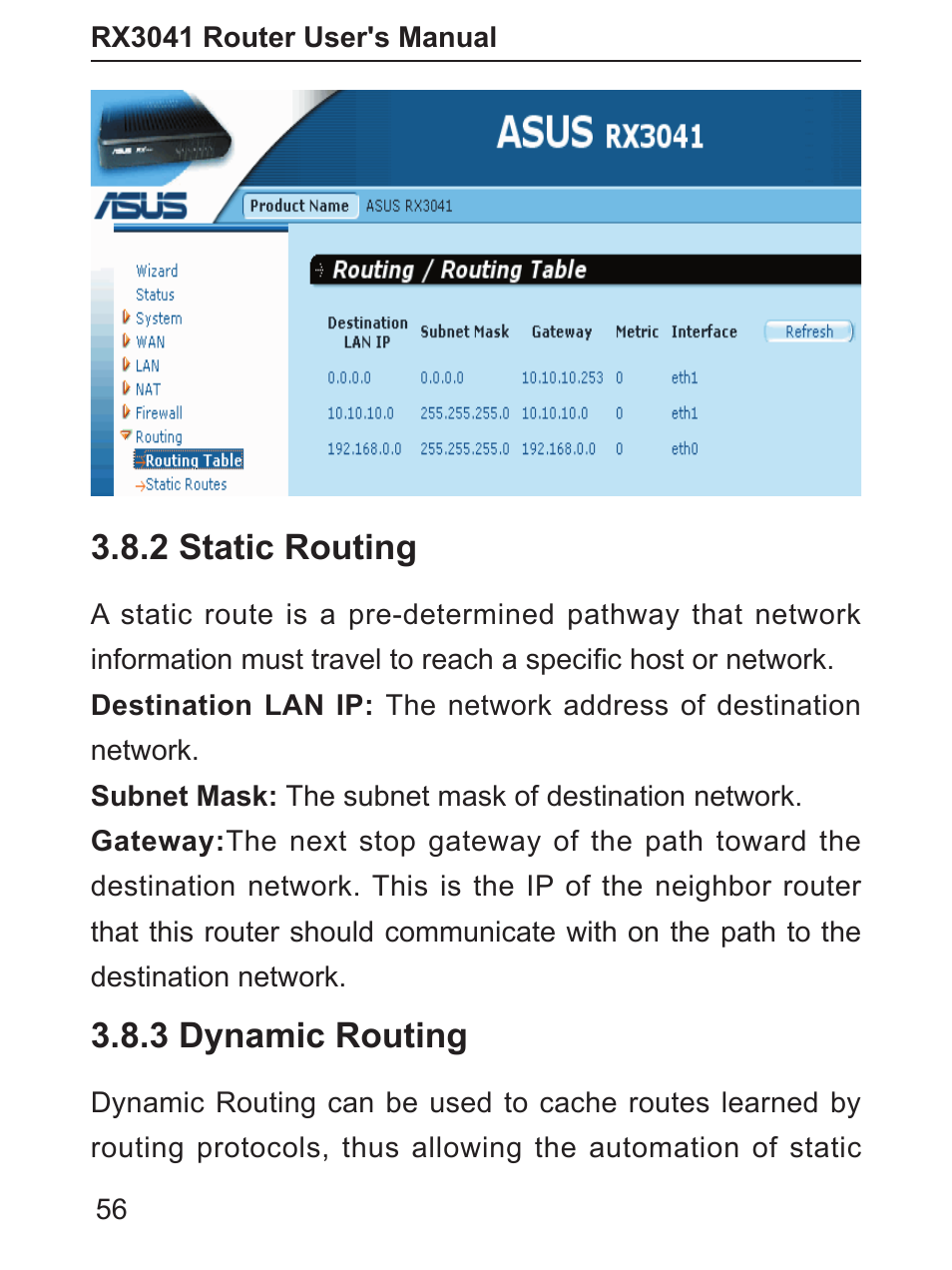 2 static routing, 3 dynamic routing | Asus RX3041 User Manual | Page 57 / 63