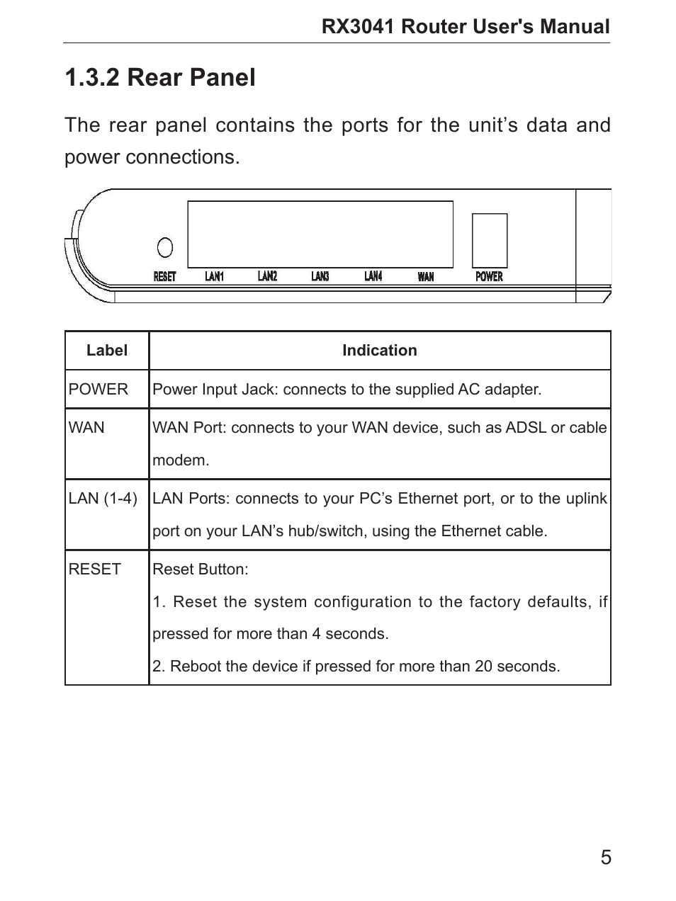 2 rear panel | Asus RX3041 User Manual | Page 6 / 63