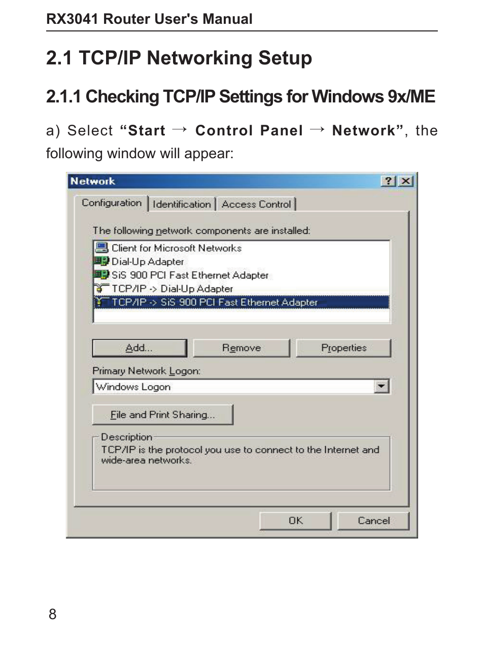 1 tcp/ip networking setup | Asus RX3041 User Manual | Page 9 / 63