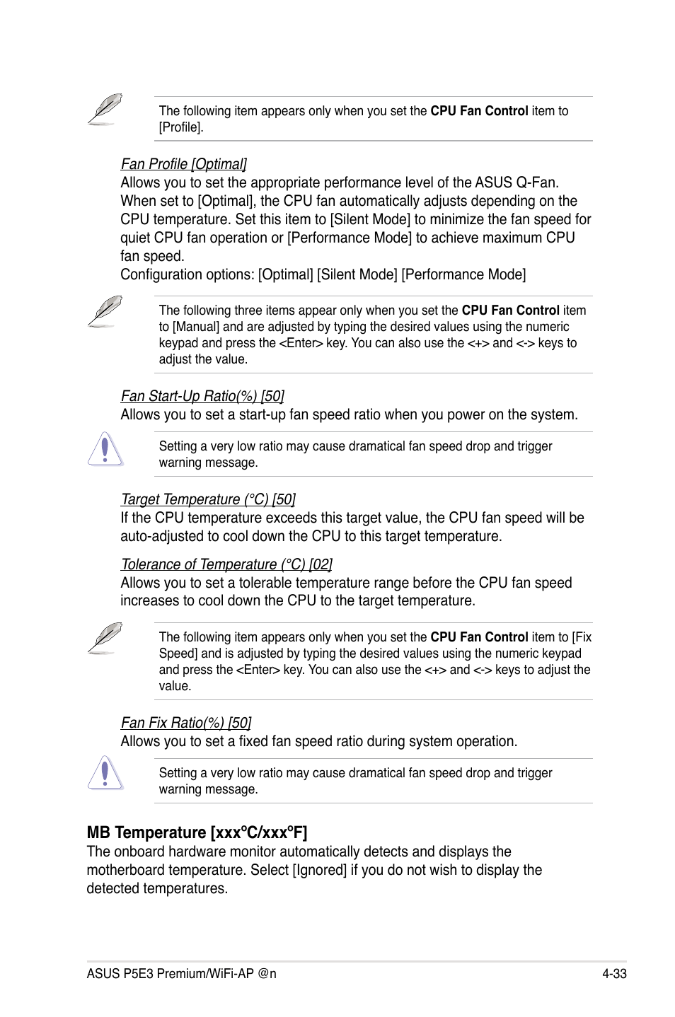 Mb temperature [xxxºc/xxxºf | Asus P5E3 Premium/WiFi-AP@n User Manual | Page 105 / 200