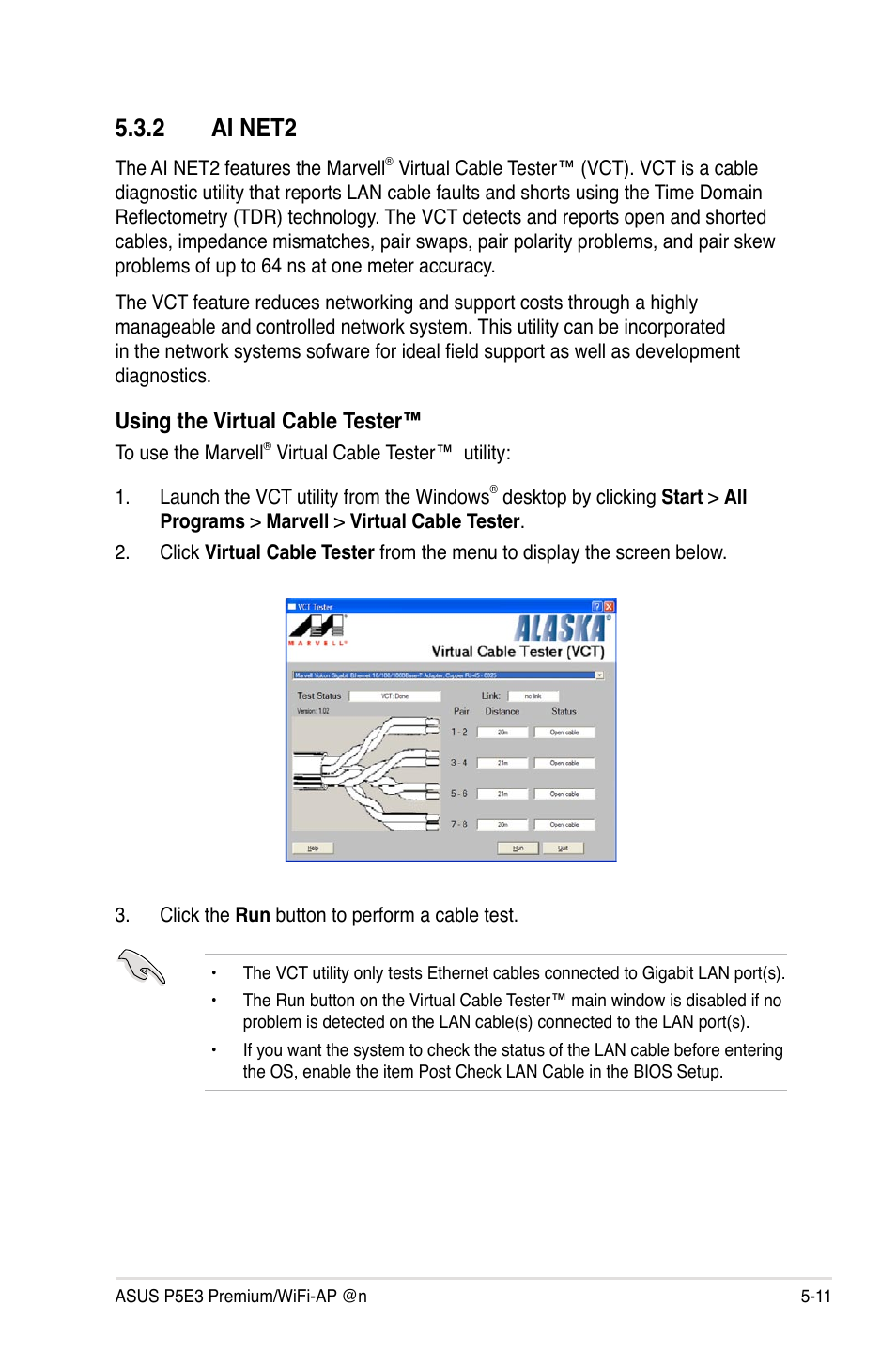 2 ai net2, Ai net2 -11, Using the virtual cable tester | Asus P5E3 Premium/WiFi-AP@n User Manual | Page 129 / 200