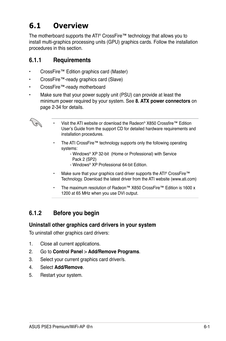 1 overview, 1 requirements, 2 before you begin | Overview -1 6.1.1, Requirements -1, Before you begin -1 | Asus P5E3 Premium/WiFi-AP@n User Manual | Page 183 / 200