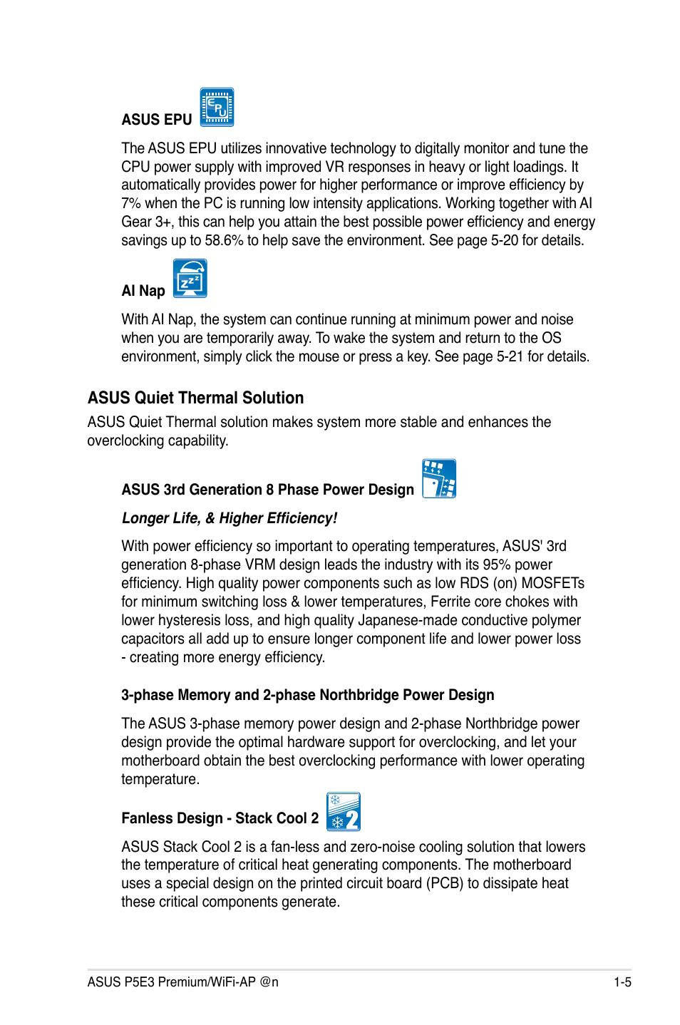 Asus P5E3 Premium/WiFi-AP@n User Manual | Page 21 / 200