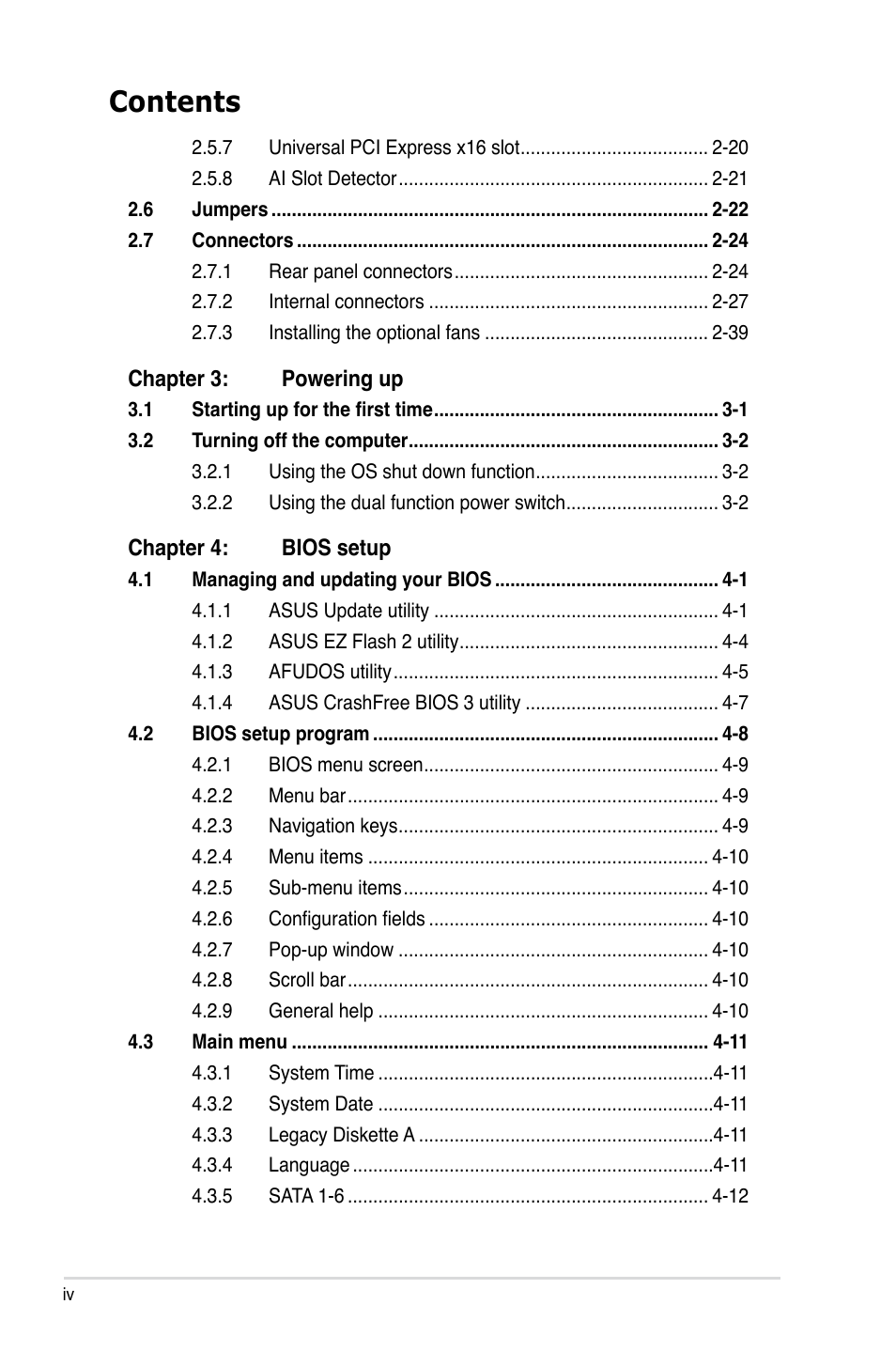 Asus P5E3 Premium/WiFi-AP@n User Manual | Page 4 / 200