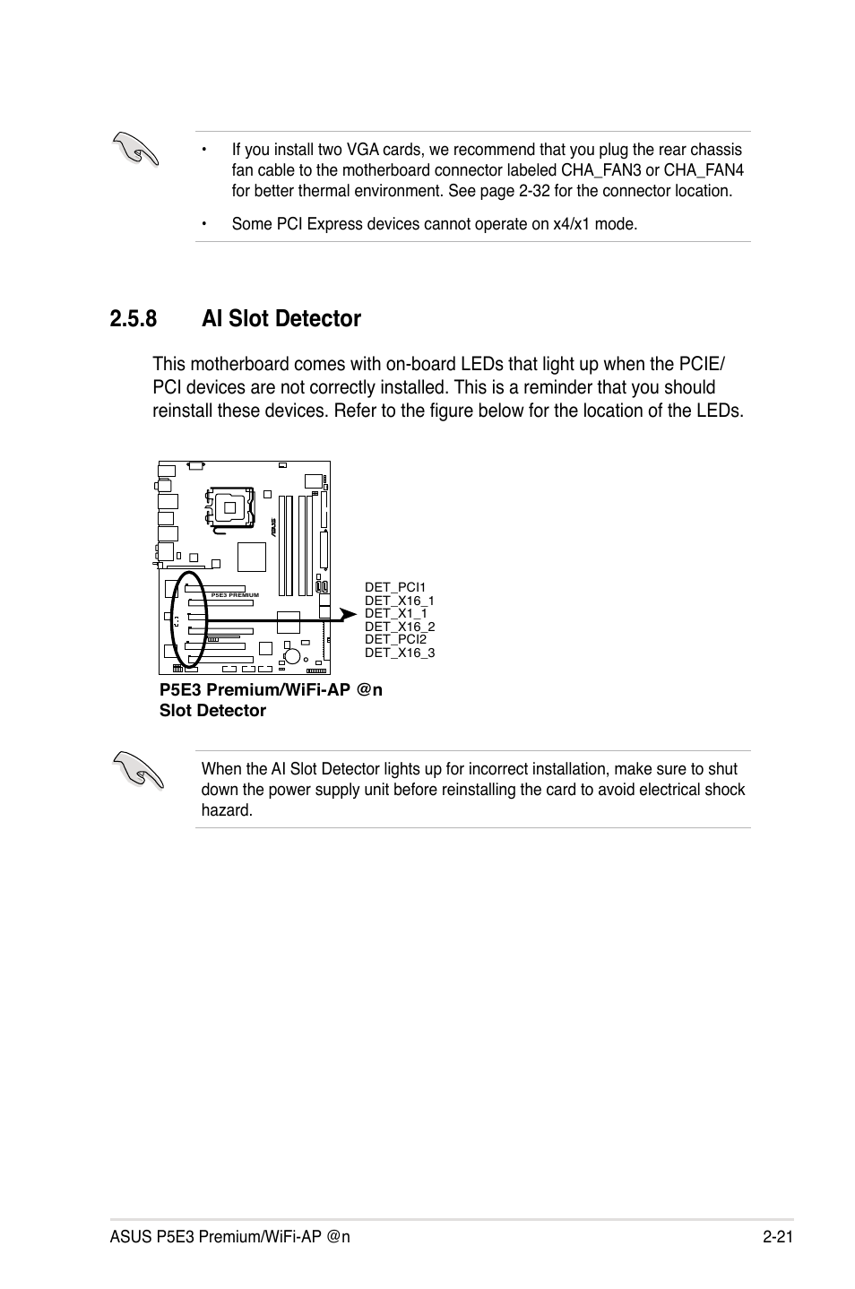 8 ai slot detector, Ai slot detector -21 | Asus P5E3 Premium/WiFi-AP@n User Manual | Page 47 / 200