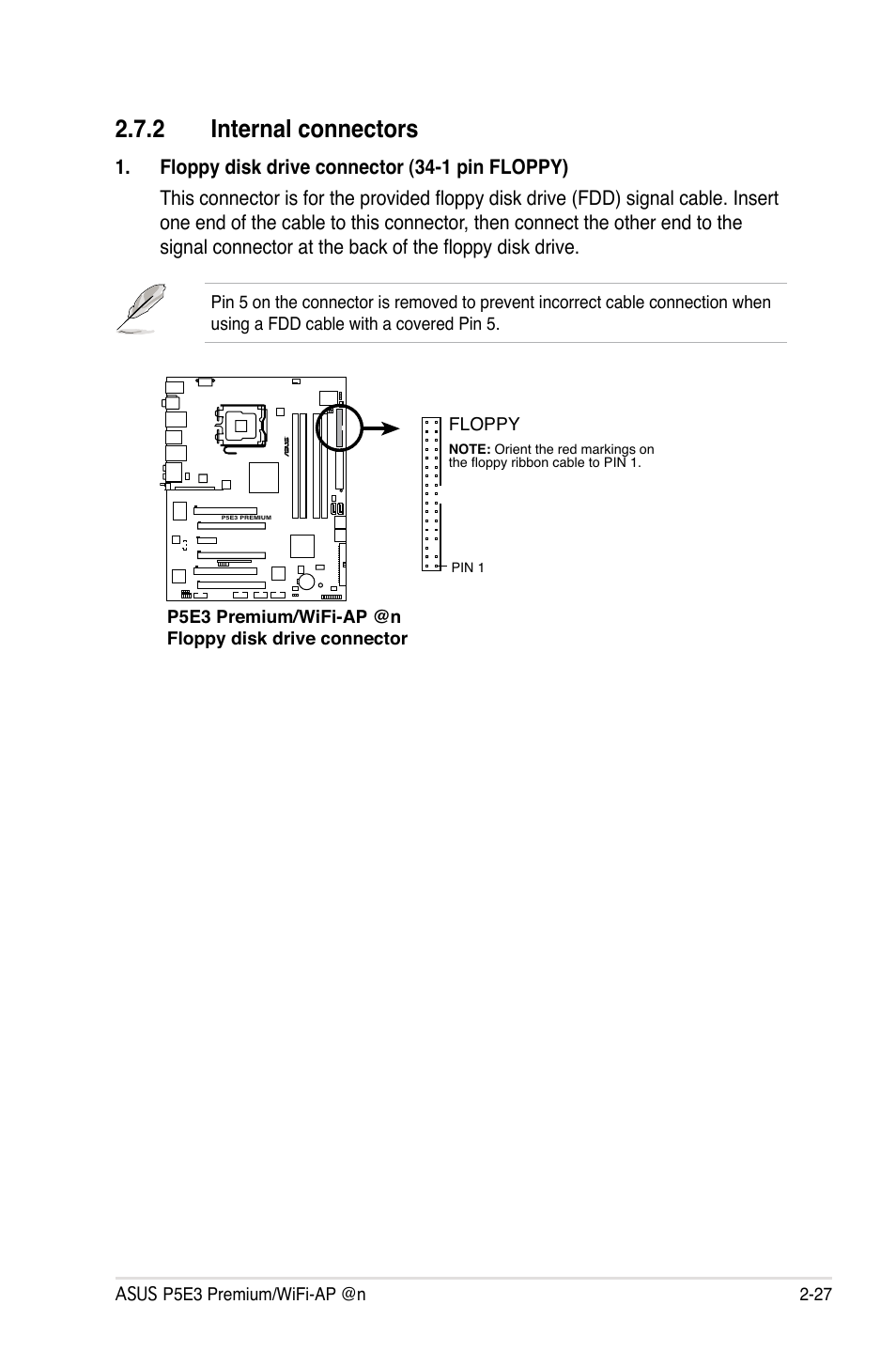 2 internal connectors, Internal connectors -27 | Asus P5E3 Premium/WiFi-AP@n User Manual | Page 53 / 200