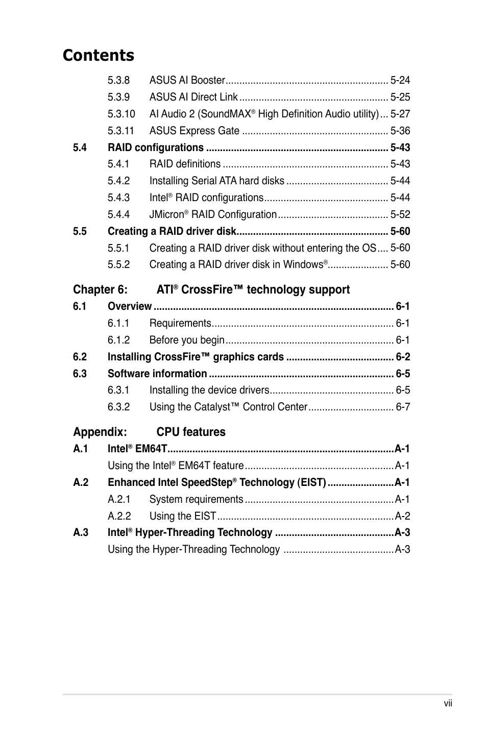 Asus P5E3 Premium/WiFi-AP@n User Manual | Page 7 / 200