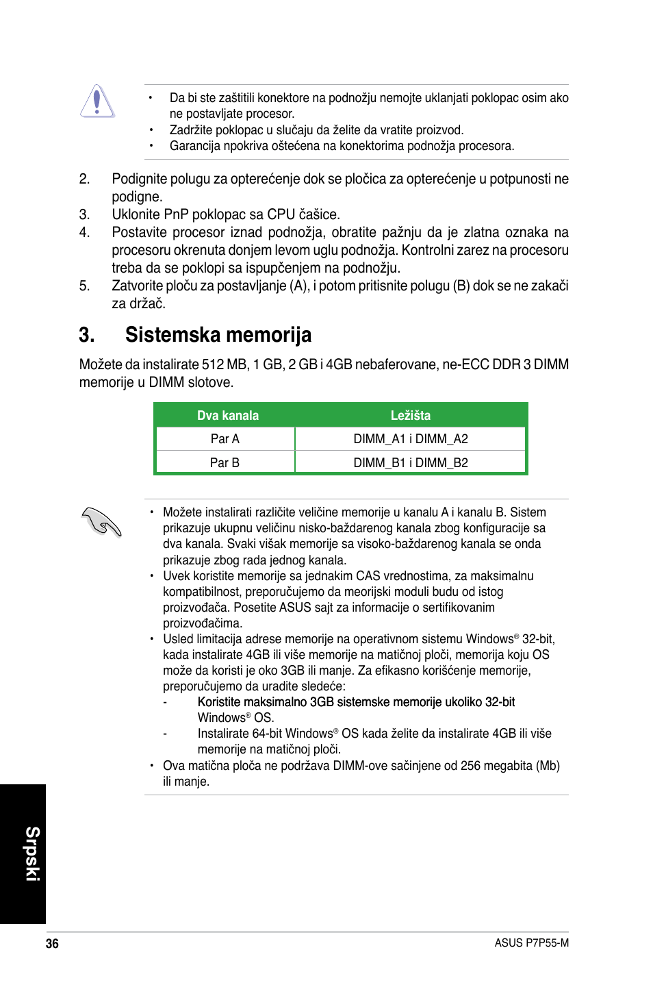 Srpski | Asus P7P55-M/TPM User Manual | Page 36 / 42