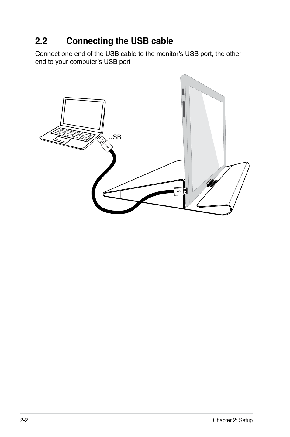 2 connecting the usb cable, Connecting the usb cable -2 | Asus MB168B User Manual | Page 12 / 15