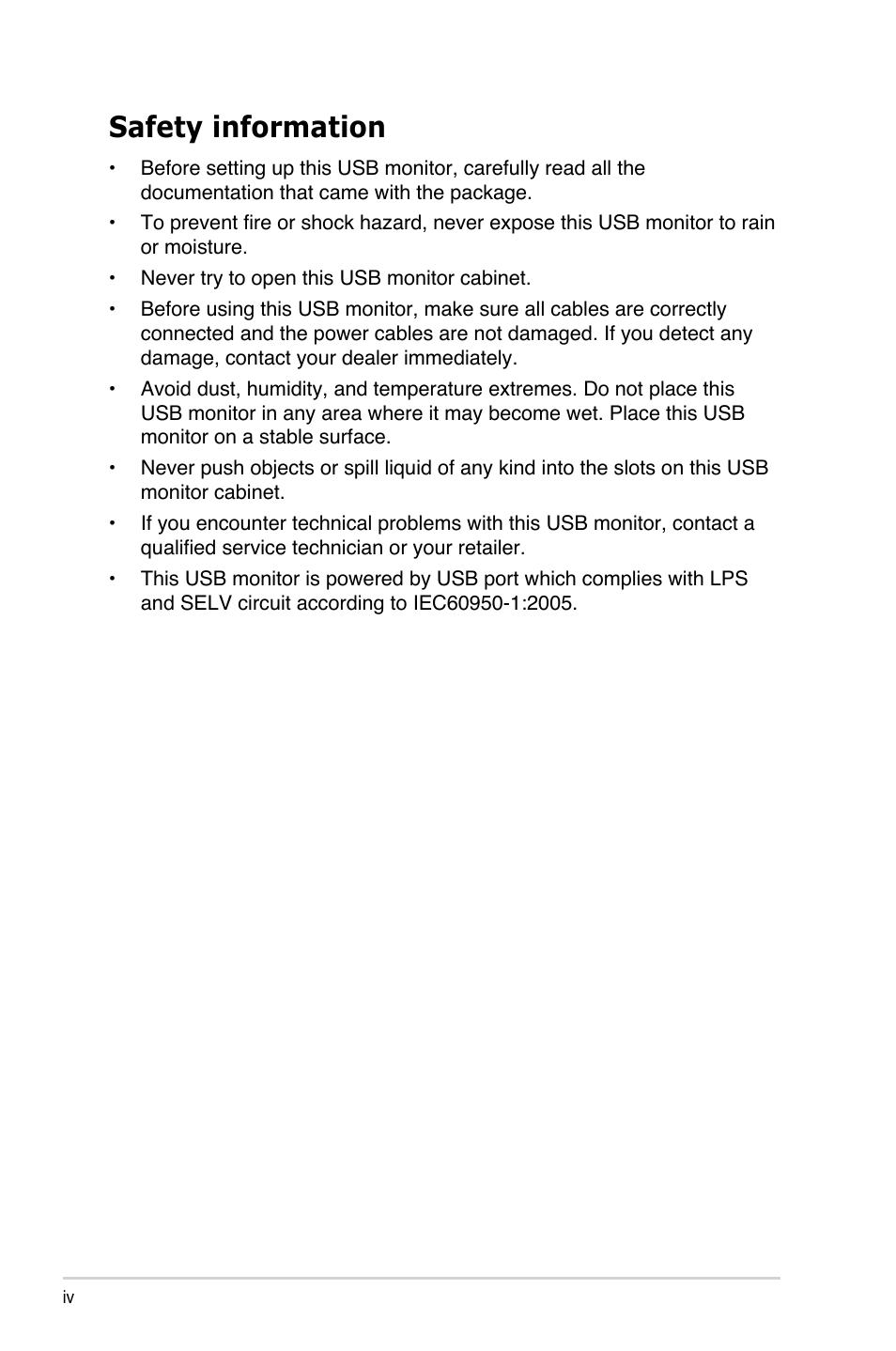 Safety information | Asus MB168B User Manual | Page 4 / 15