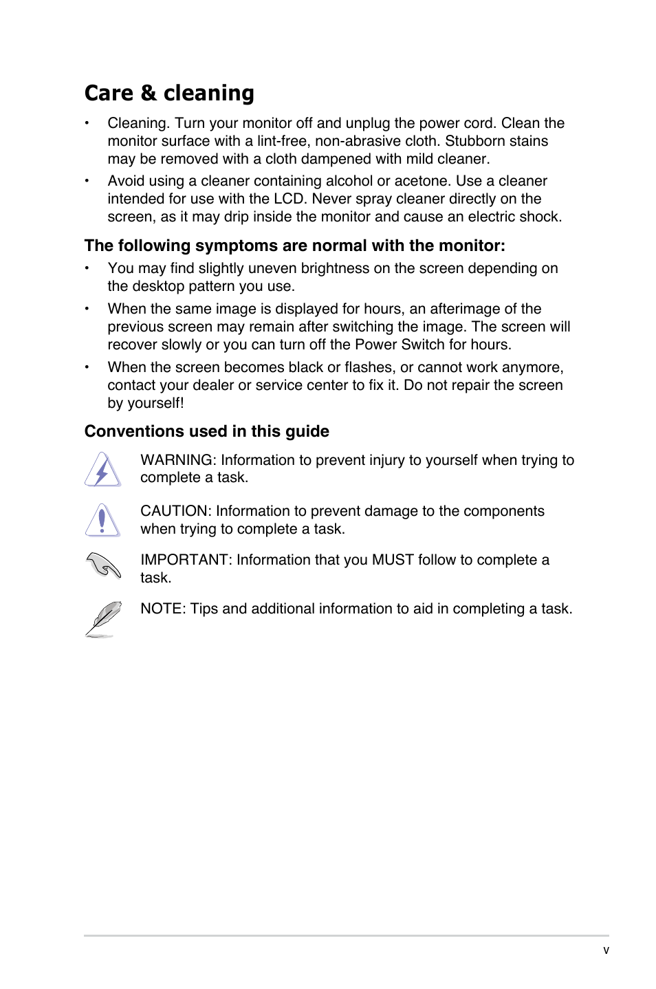 Care & cleaning | Asus MB168B User Manual | Page 5 / 15