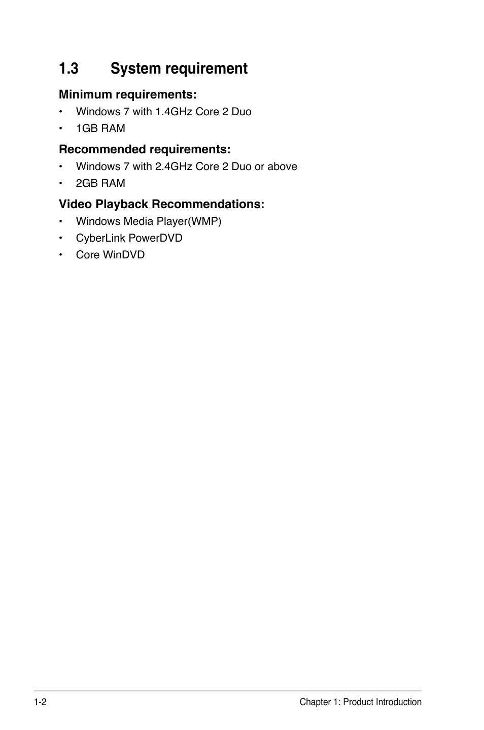 3 system requirement, System requirement -2 | Asus MB168B User Manual | Page 8 / 15