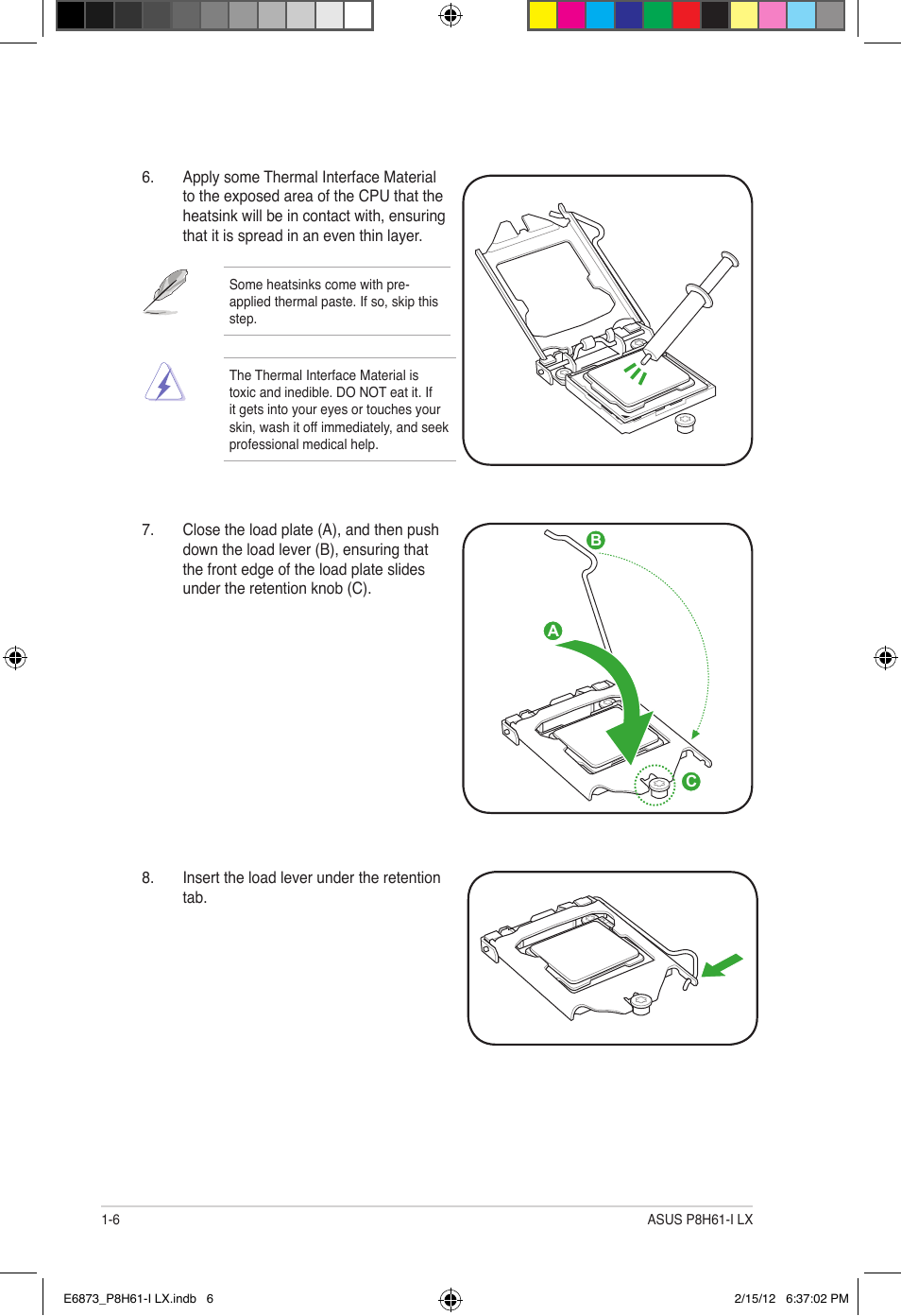 Asus P8H61-I LX/RM User Manual | Page 16 / 62