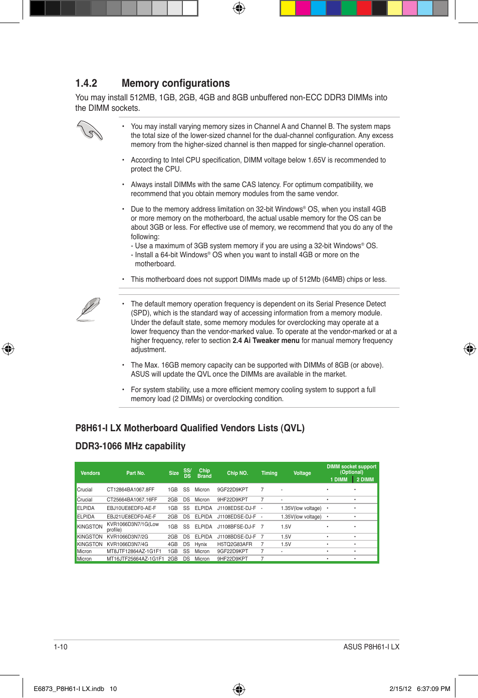 Asus P8H61-I LX/RM User Manual | Page 20 / 62