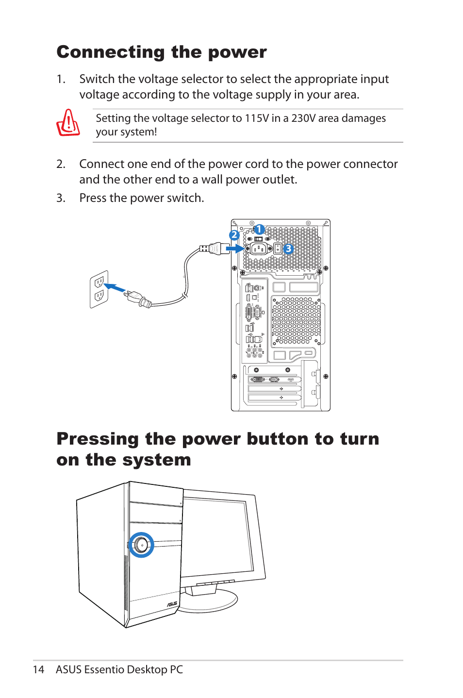 14 asus essentio desktop pc | Asus CM5570 User Manual | Page 14 / 18