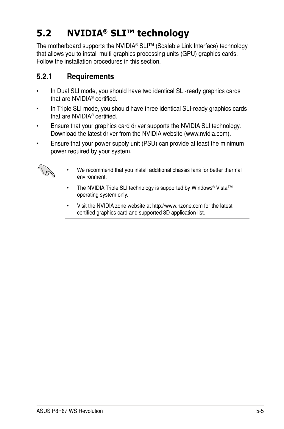 2 nvidia, Sli™ technology, 1 requirements | Asus P8P67 WS Revolution User Manual | Page 153 / 160