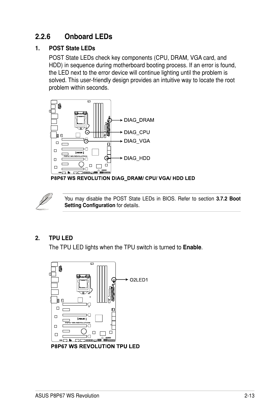 6 onboard leds | Asus P8P67 WS Revolution User Manual | Page 39 / 160