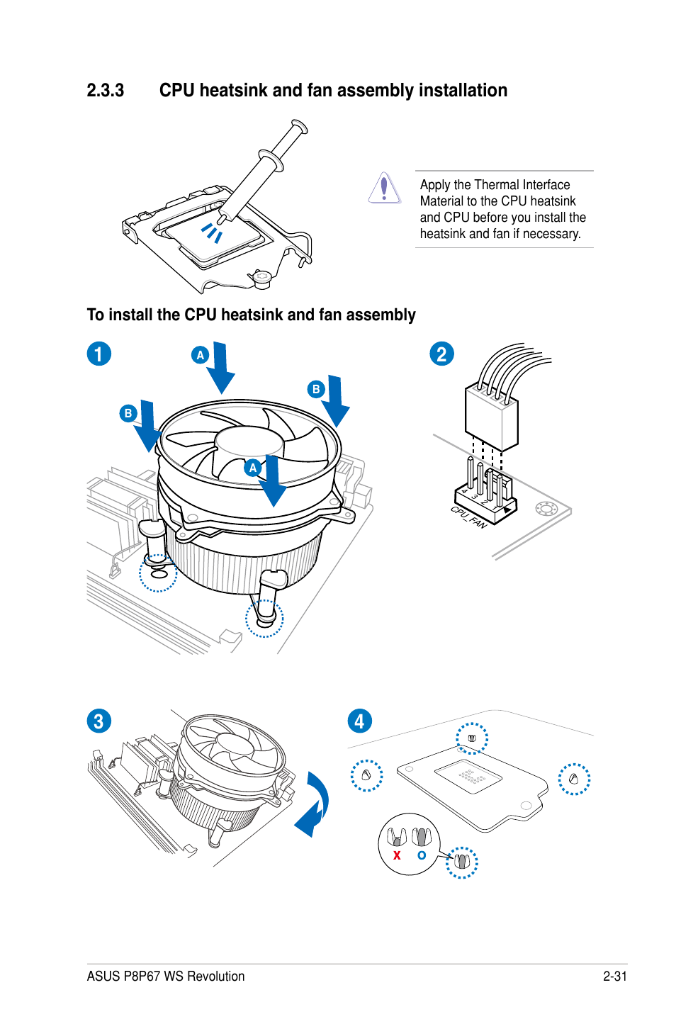 3 cpu heatsink and fan assembly installation | Asus P8P67 WS Revolution User Manual | Page 57 / 160