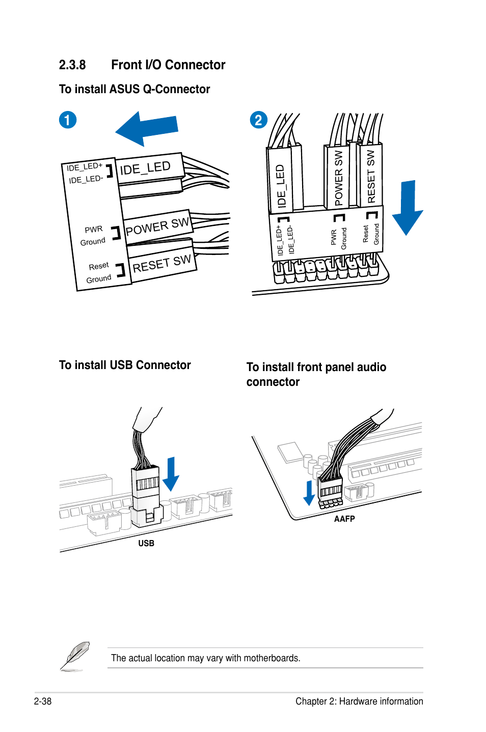 8 front i/o connector, Ide_led | Asus P8P67 WS Revolution User Manual | Page 64 / 160