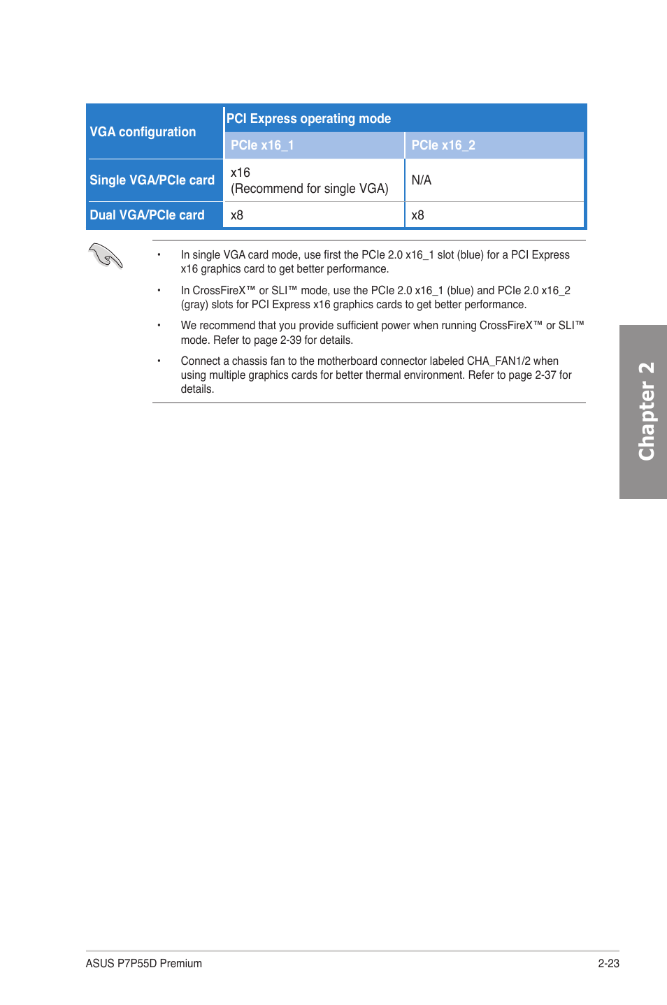 Chapter 2 | Asus P7P55D Premium User Manual | Page 43 / 128