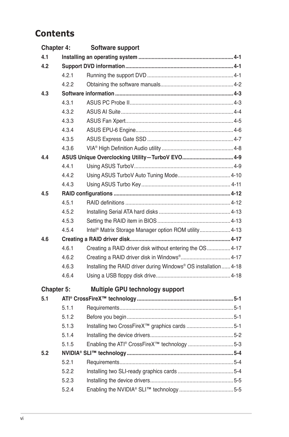 Asus P7P55D Premium User Manual | Page 6 / 128