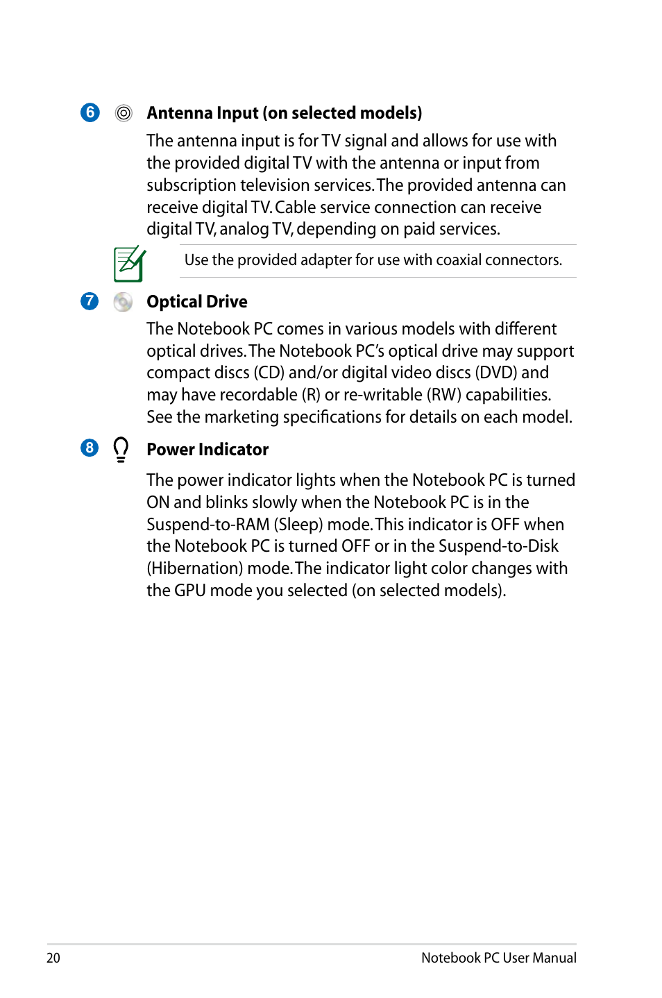 Asus X77JV User Manual | Page 20 / 112