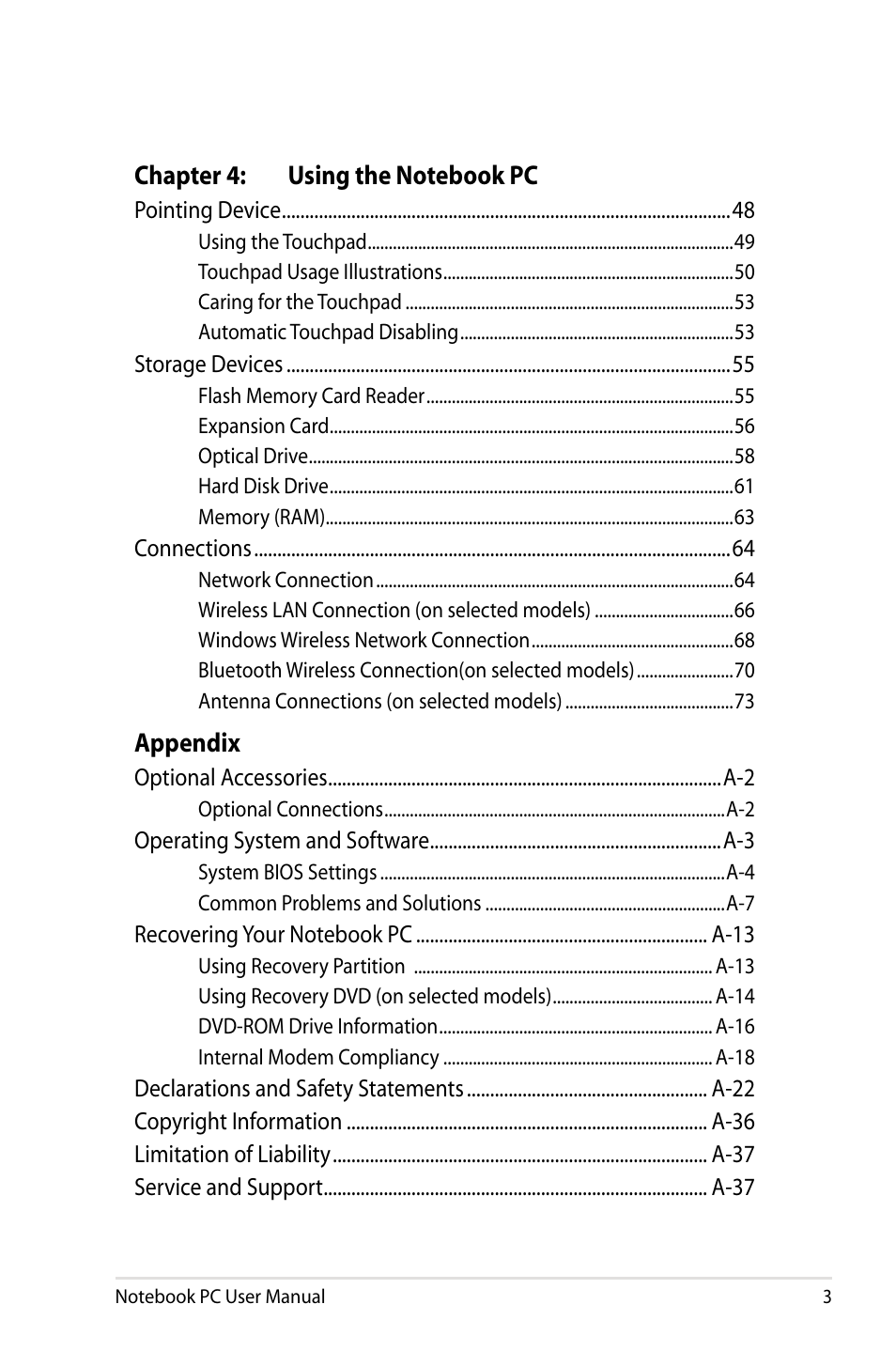 Asus X77JV User Manual | Page 3 / 112