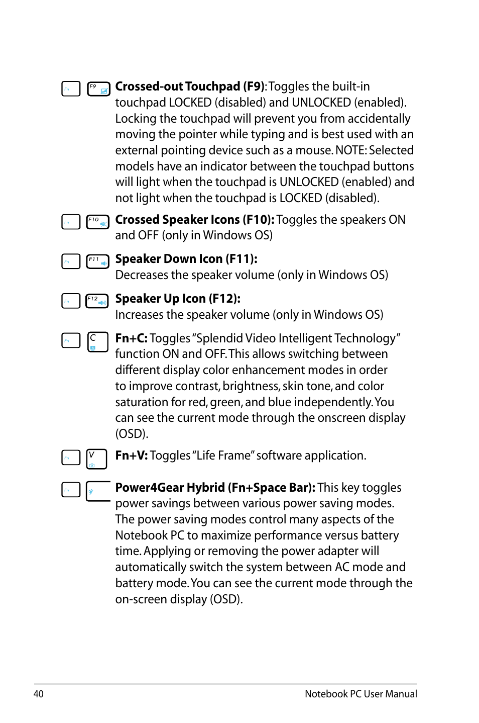 Asus X77JV User Manual | Page 40 / 112