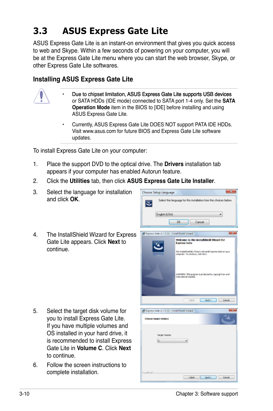 3 asus express gate lite, Asus express gate lite -10 | Asus M3A-H/HDMI User Manual | Page 100 / 106