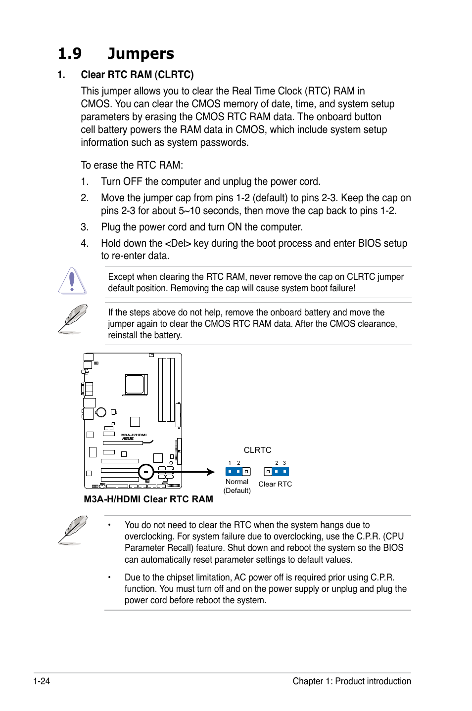9 jumpers, Jumpers -24 | Asus M3A-H/HDMI User Manual | Page 36 / 106