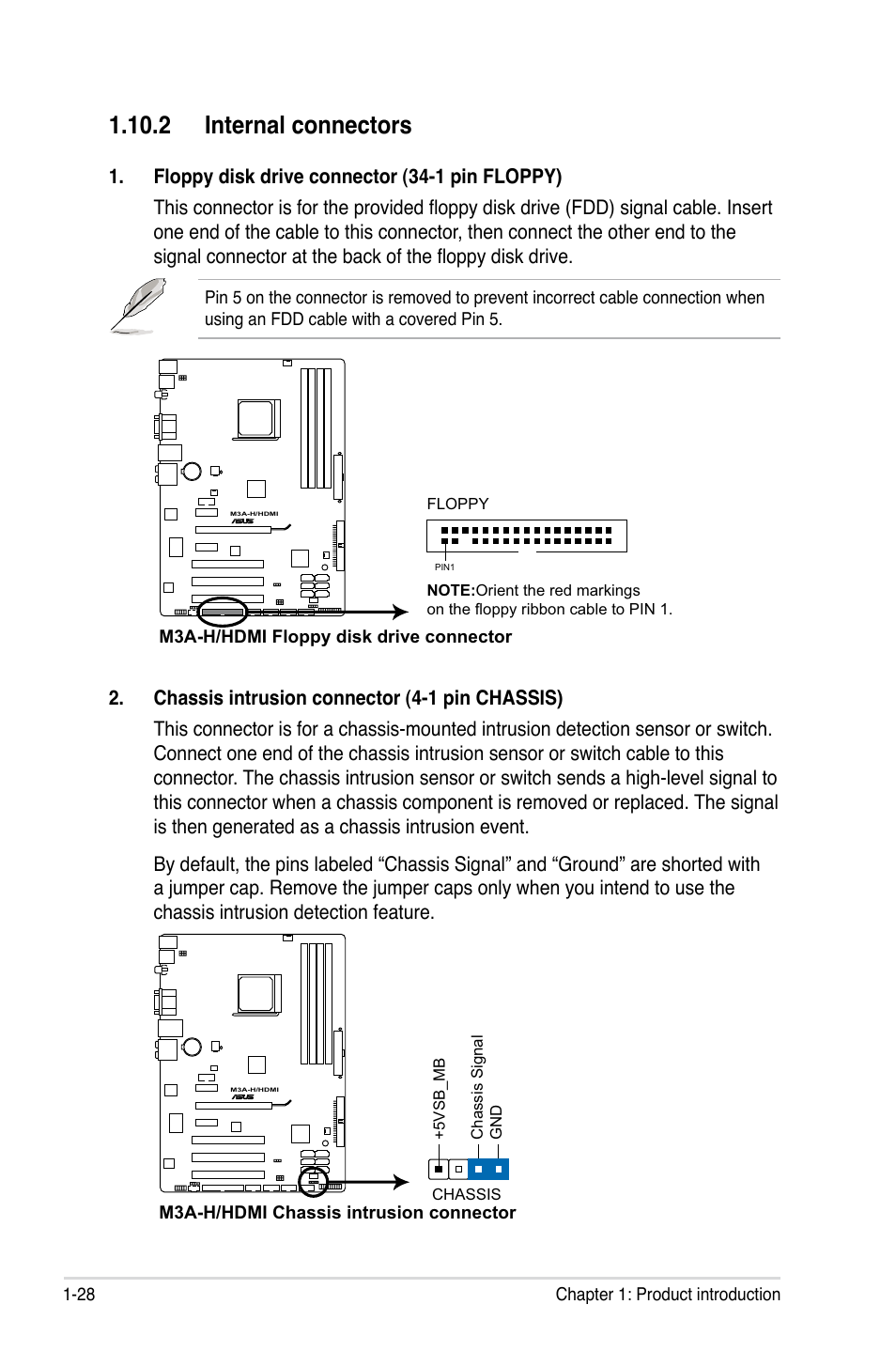 2 internal connectors, 2 internal connectors -28 | Asus M3A-H/HDMI User Manual | Page 40 / 106