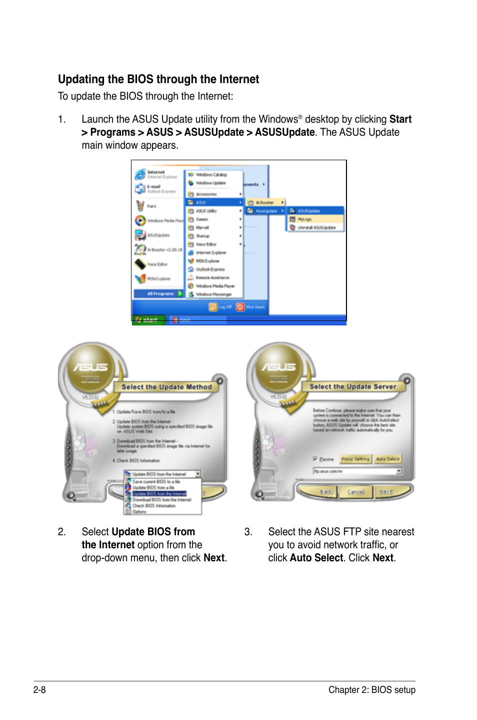 Updating the bios through the internet | Asus M3A-H/HDMI User Manual | Page 56 / 106