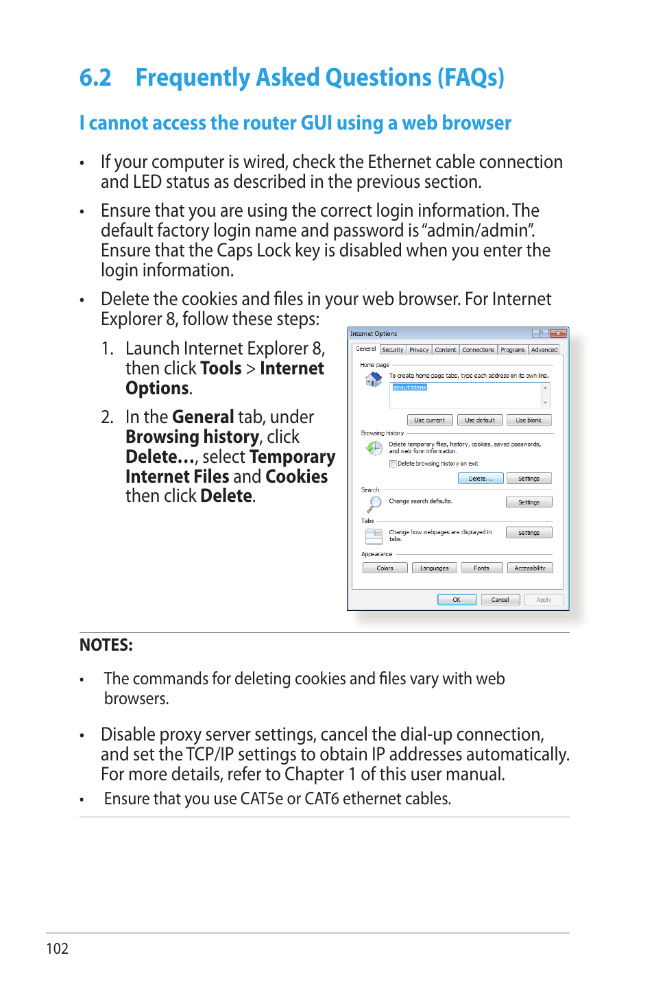 2 frequently asked questions (faqs), Frequently asked questions (faqs) | Asus RT-AC68R User Manual | Page 102 / 129