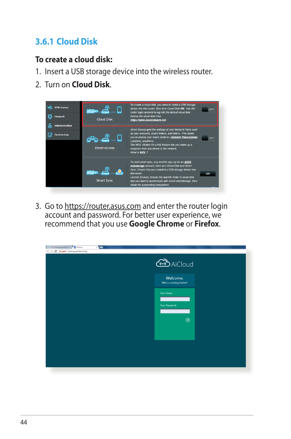 1 cloud disk | Asus RT-AC68R User Manual | Page 44 / 129