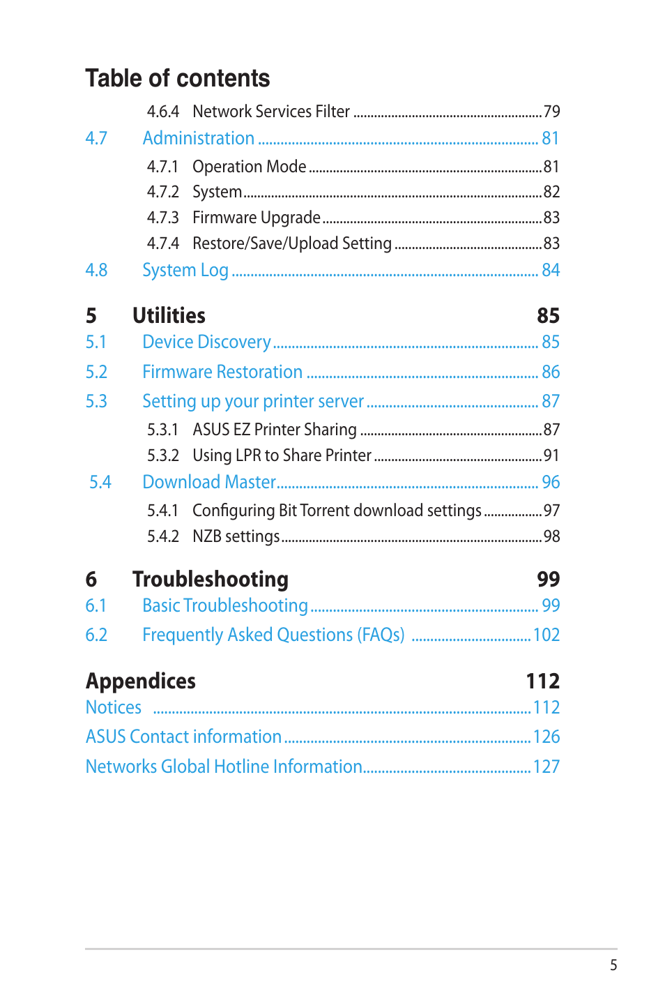 Asus RT-AC68R User Manual | Page 5 / 129