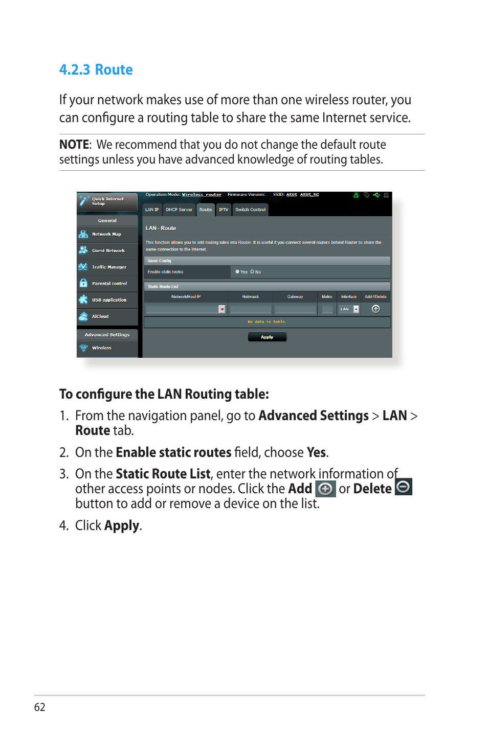 3 route | Asus RT-AC68R User Manual | Page 62 / 129